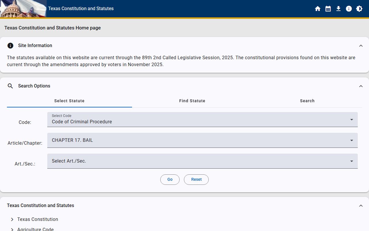 Texas Code of Criminal Procedure Chapter 17 bail statute